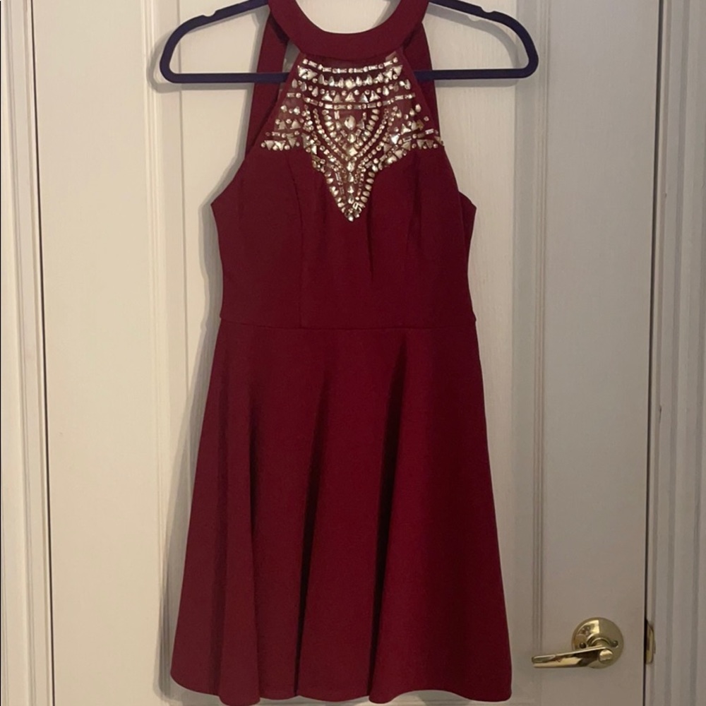 Juniors Fit and Flare Embellished Dress
